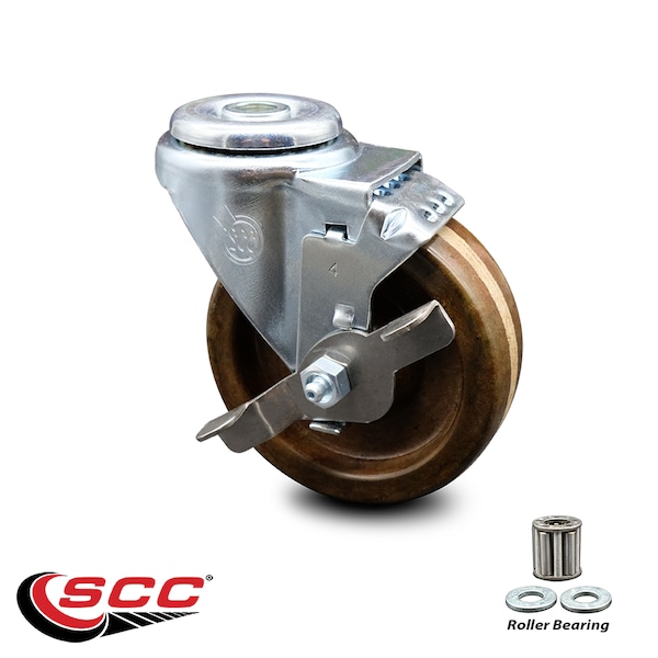 4 Inch High Temp Phenolic Wheel Swivel Bolt Hole Caster with Brake SCC